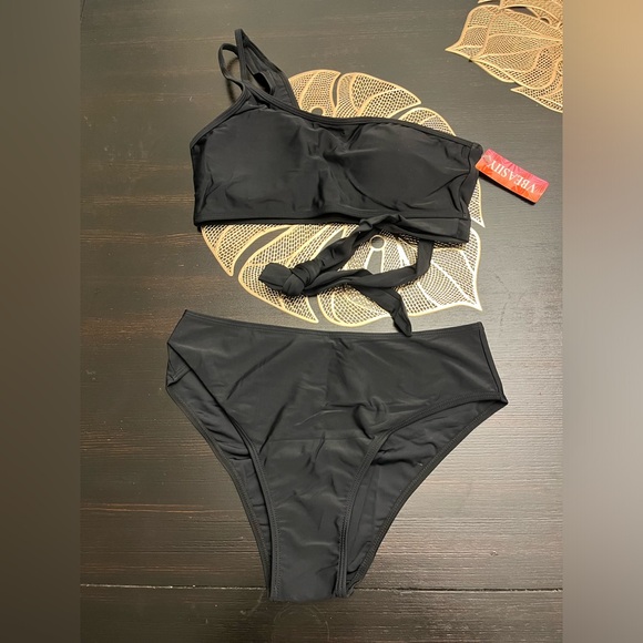 MOOSLOVER Women One Shoulder High Waisted Bikini Tie High Cut Two Piece Swimsuit - Picture 6 of 6